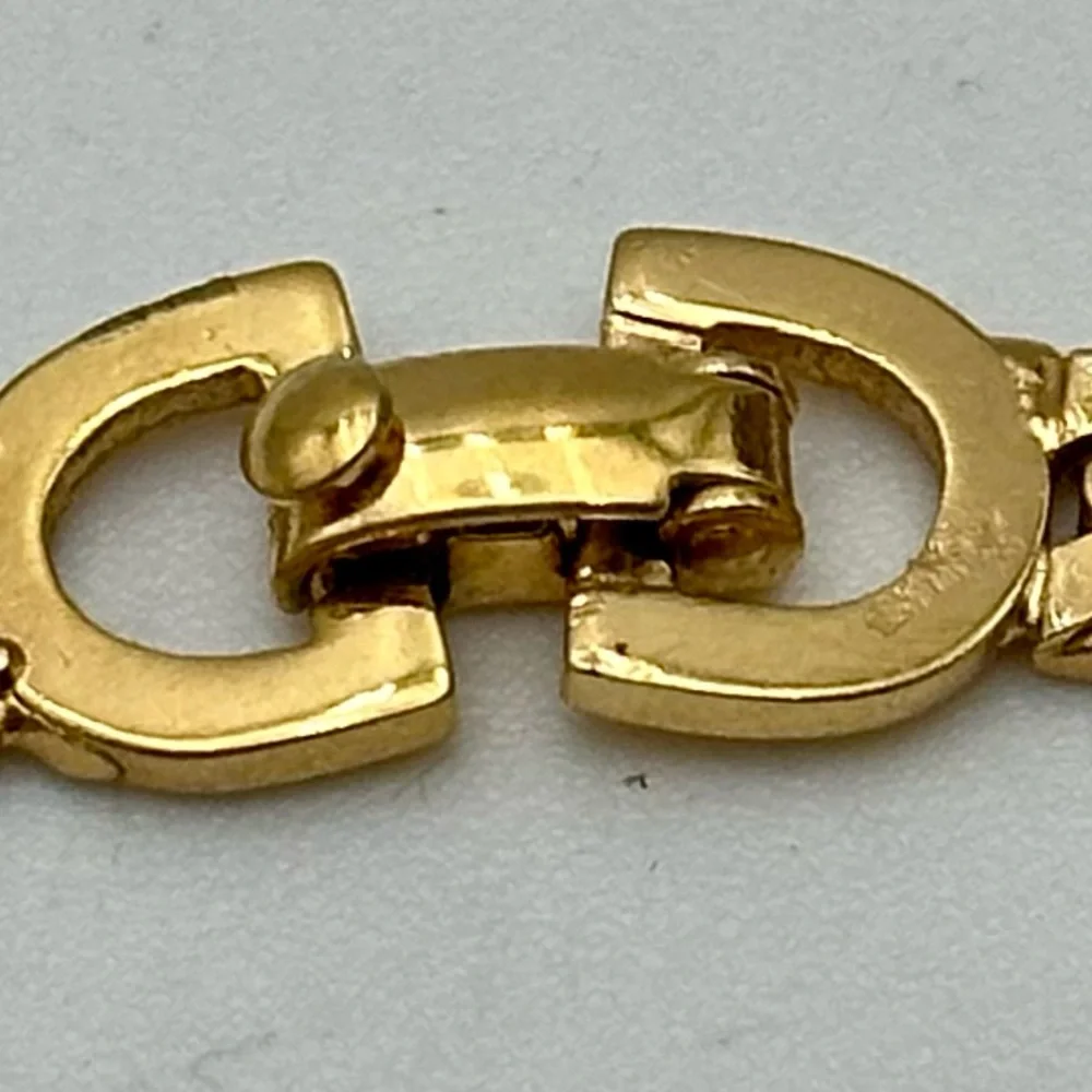 Vintage Dior Gold Necklace Amber Rhinestone Chain 80s 90s - Picture 6 of 9